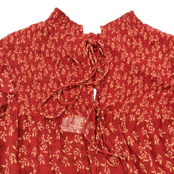 Free People Blouse Roma Red Floral Print Small - Picture 7 of 16